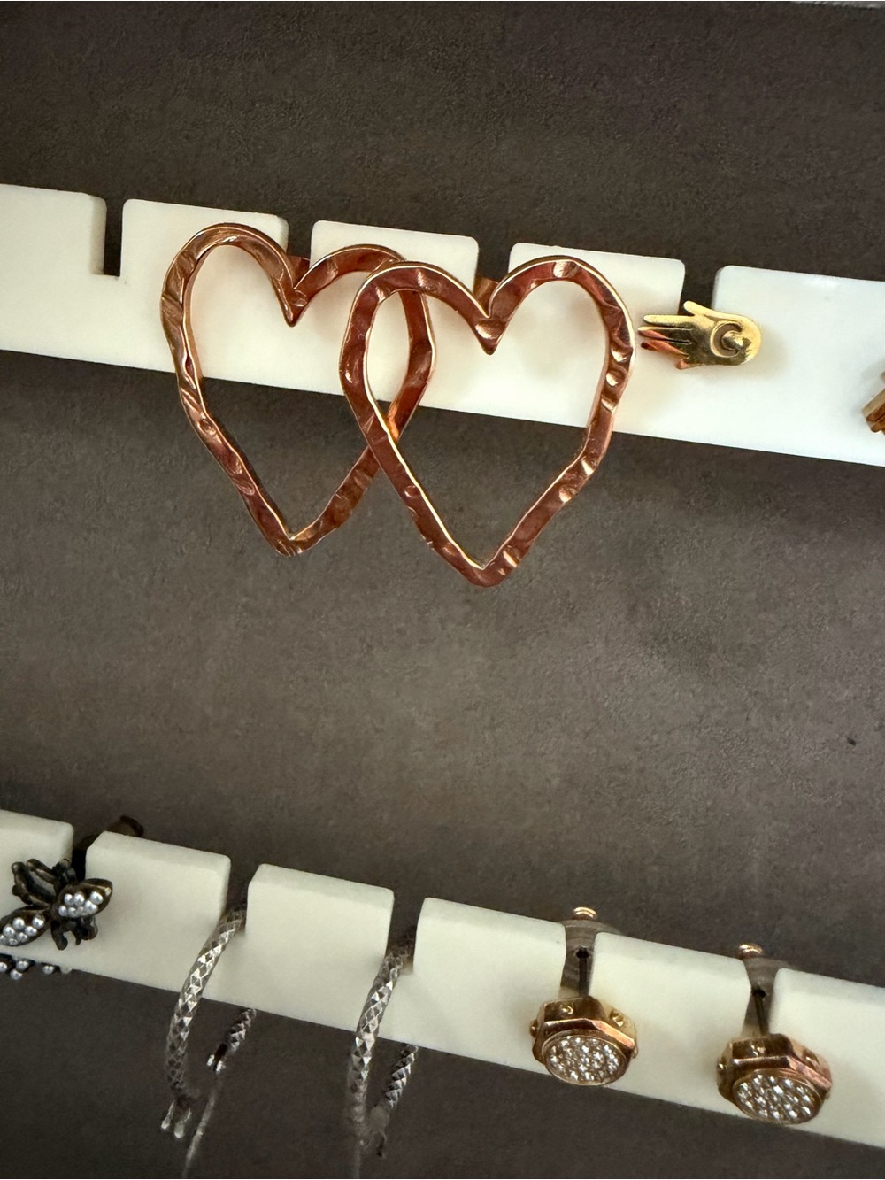 Rose Gold Double Heart Hoop Earrings